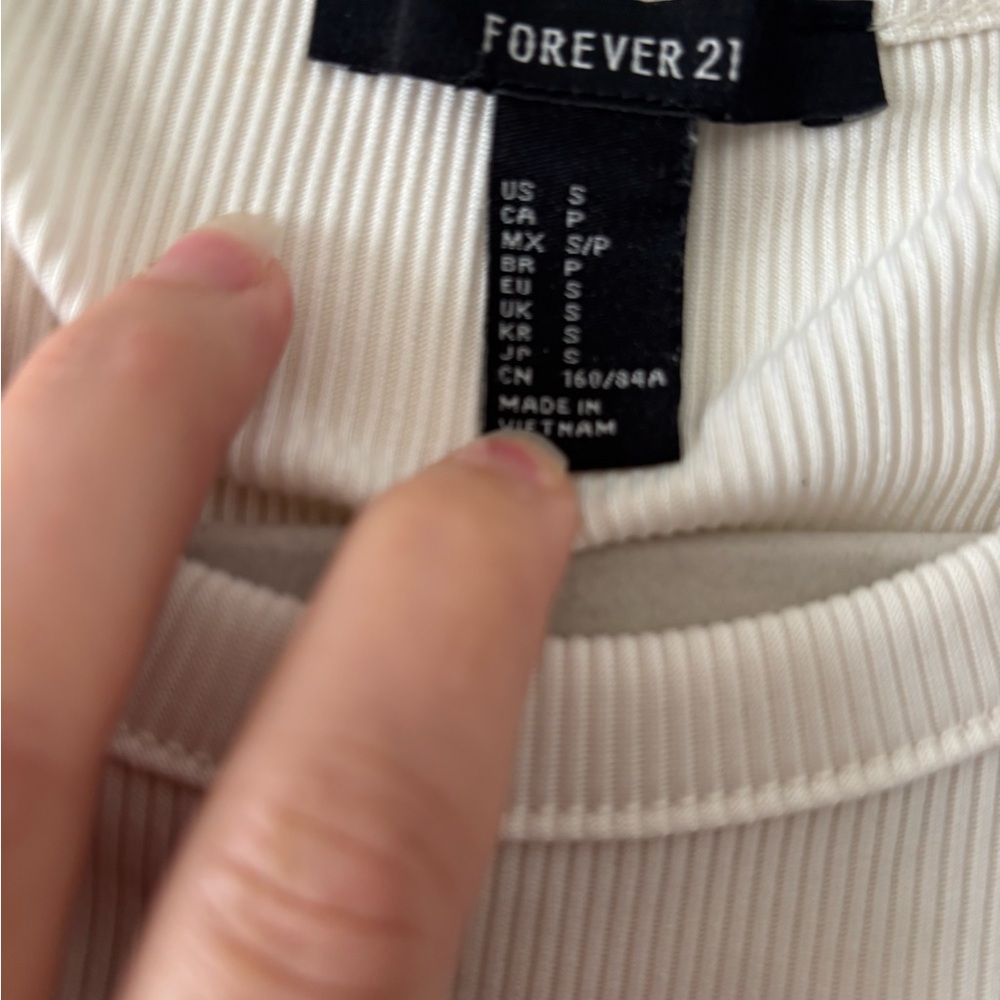 Ivory Ribbed Crop T-Shirt - Picture 2 of 4